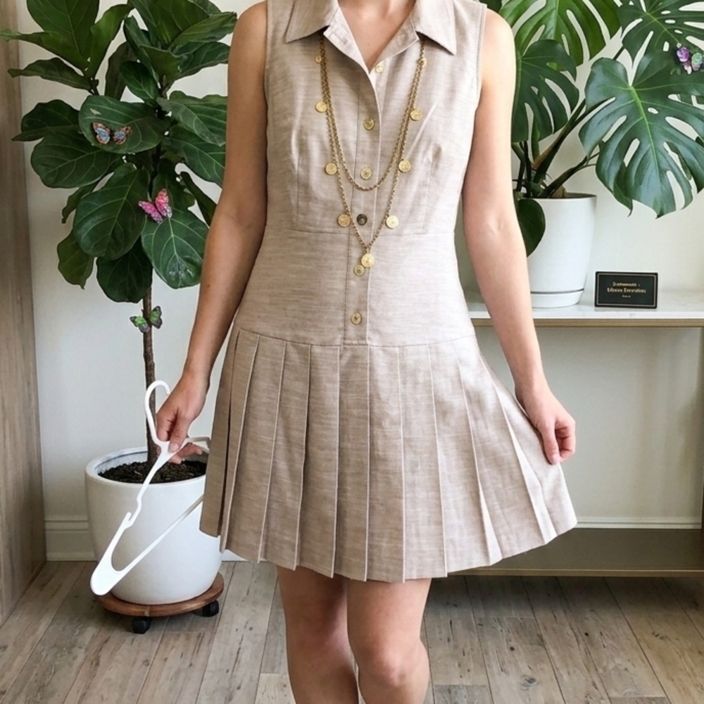 Elegant Tan Sleeveless Dress